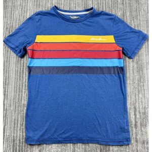Eddie Bauer T-Shirt Boys Girls Large 14/16, Retro Chest Stripes Short Sleeve